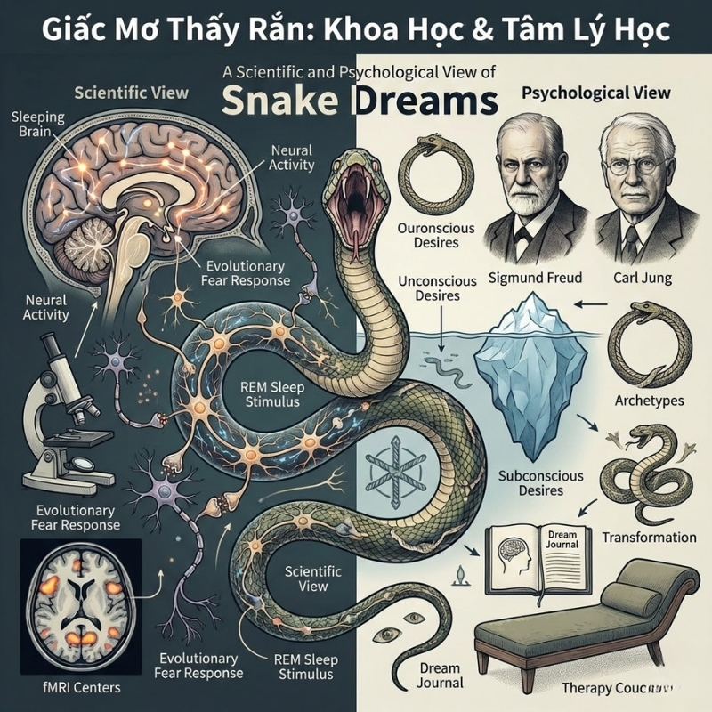 Mơ thấy rắn phản ánh vô thức và có thể cảnh báo sức khỏe