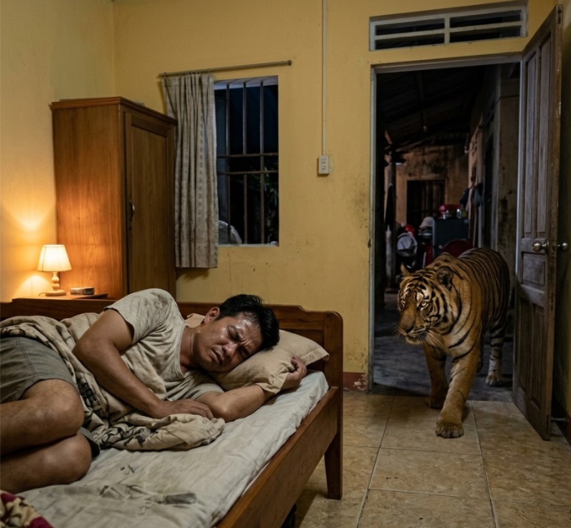 Mơ thấy hổ vào nhà báo hiệu biến động trong gia đình